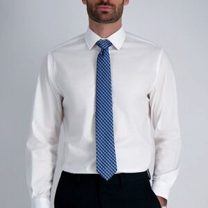 Haggar Classic Fit Dress White Button Down Shirt 17-17.5/ 32-33